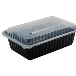 BLACK RECT. DELI CONT. W/CLEAR LID HC868 SHALLOW