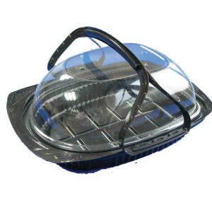 BLACK CHICKEN CONT. W/CLEAR LID