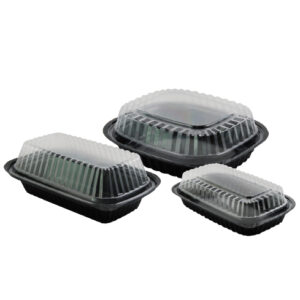 BLACK RECT. DELI CONT. H045 W/CLEAR LID
