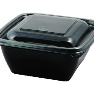 BLACK SQUARE CONTAINER V702 (375ML) + C701 (W/CLEAR LID)