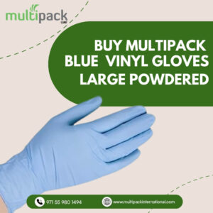 BLUE VINYL GLOVES LARGE POWDERED