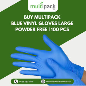 Blue Vinyl Gloves Large Powder Free |100 Pcs