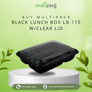 Disposable BLACK LUNCH BOX LB-115 W/CLEAR LID